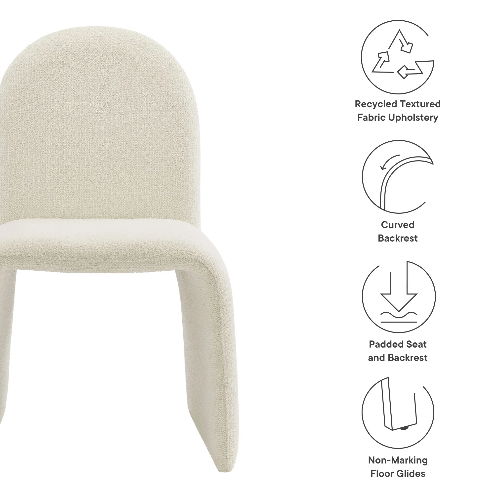 Junia Boucle Upholstered Arch Armless Dining Chair by Modway - Image 8
