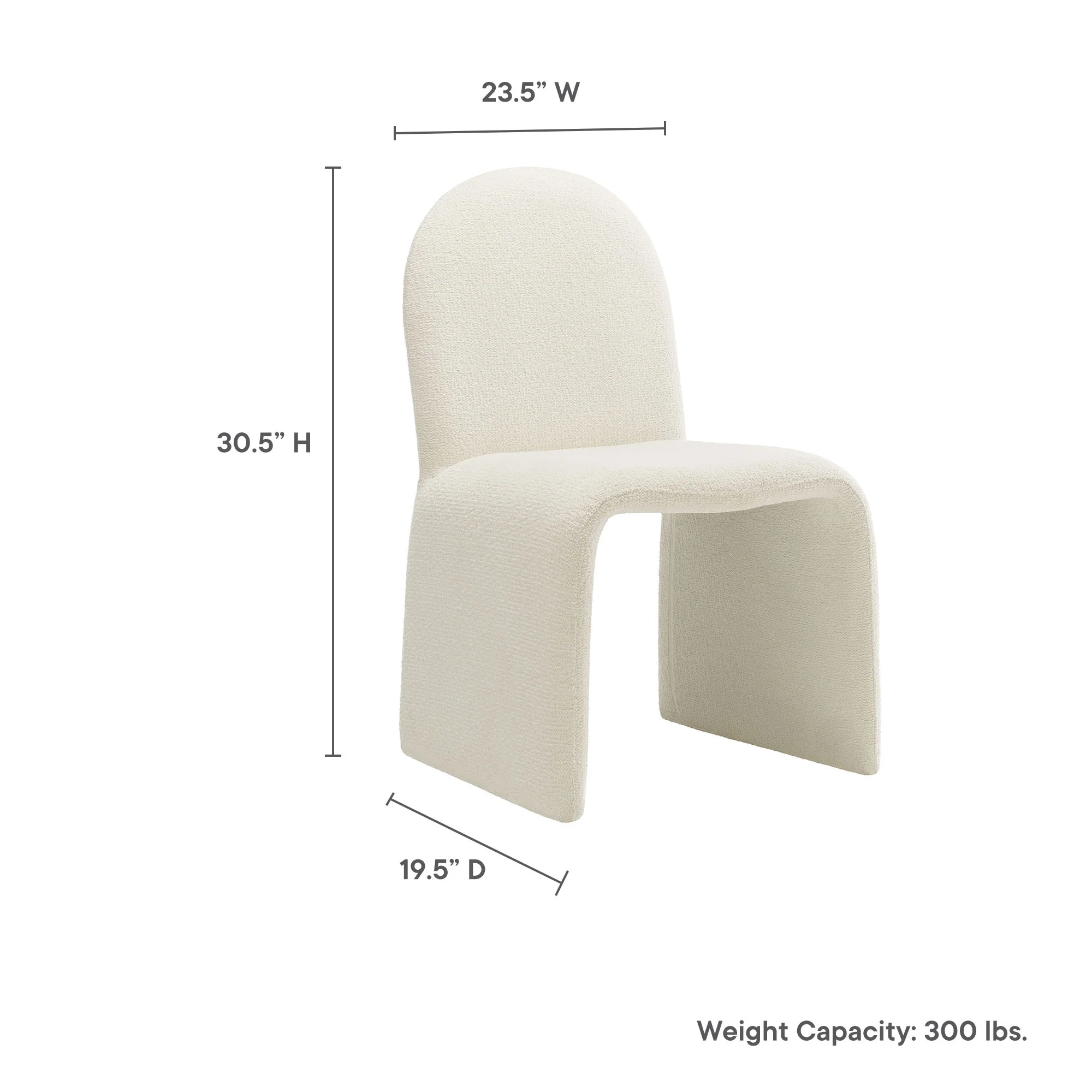 Junia Boucle Upholstered Arch Armless Dining Chair by Modway - Image 9