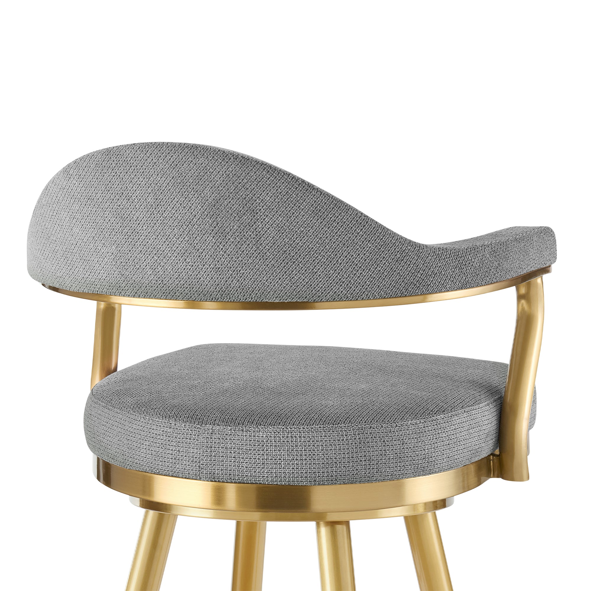 Justin 26" Swivel Counter Stool with Gold Brushed Stainless Steel and Anchor Gray Fabric By Armen Living - Image 6