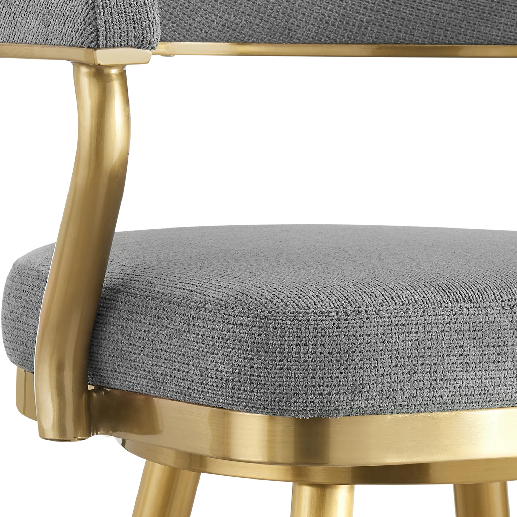 Justin 26" Swivel Counter Stool with Gold Brushed Stainless Steel and Anchor Gray Fabric By Armen Living - Image 7