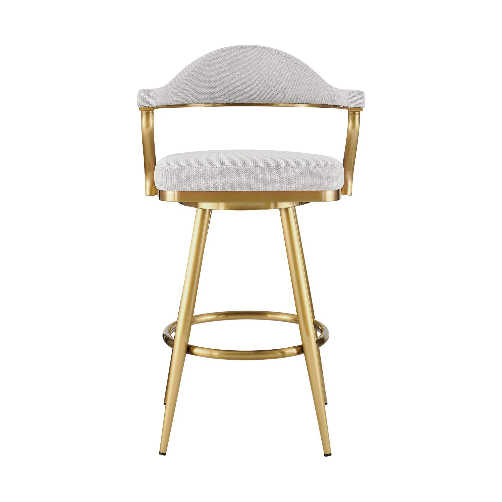 Justin 26" Swivel Counter Stool with Gold Brushed Stainless Steel and Silver Fabric By Armen Living - Image 3