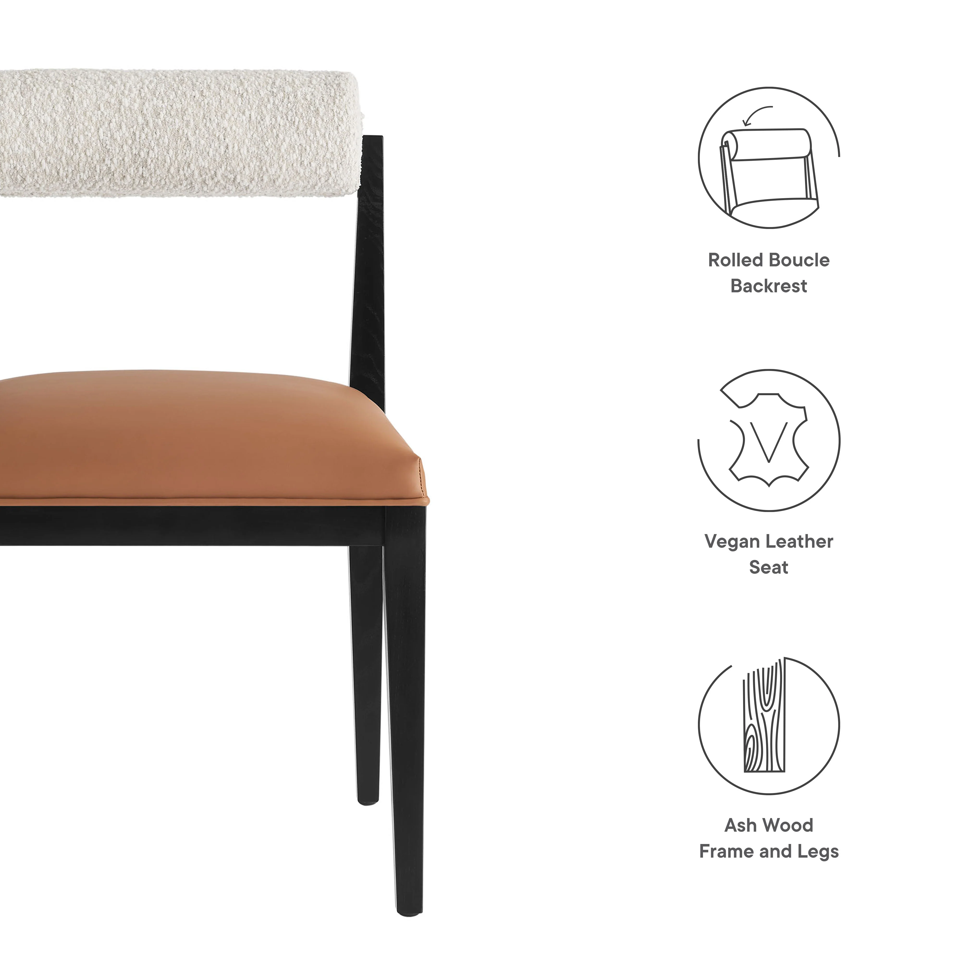 Kai Boucle and Vegan Leather Dining Chair by Modway - Image 8