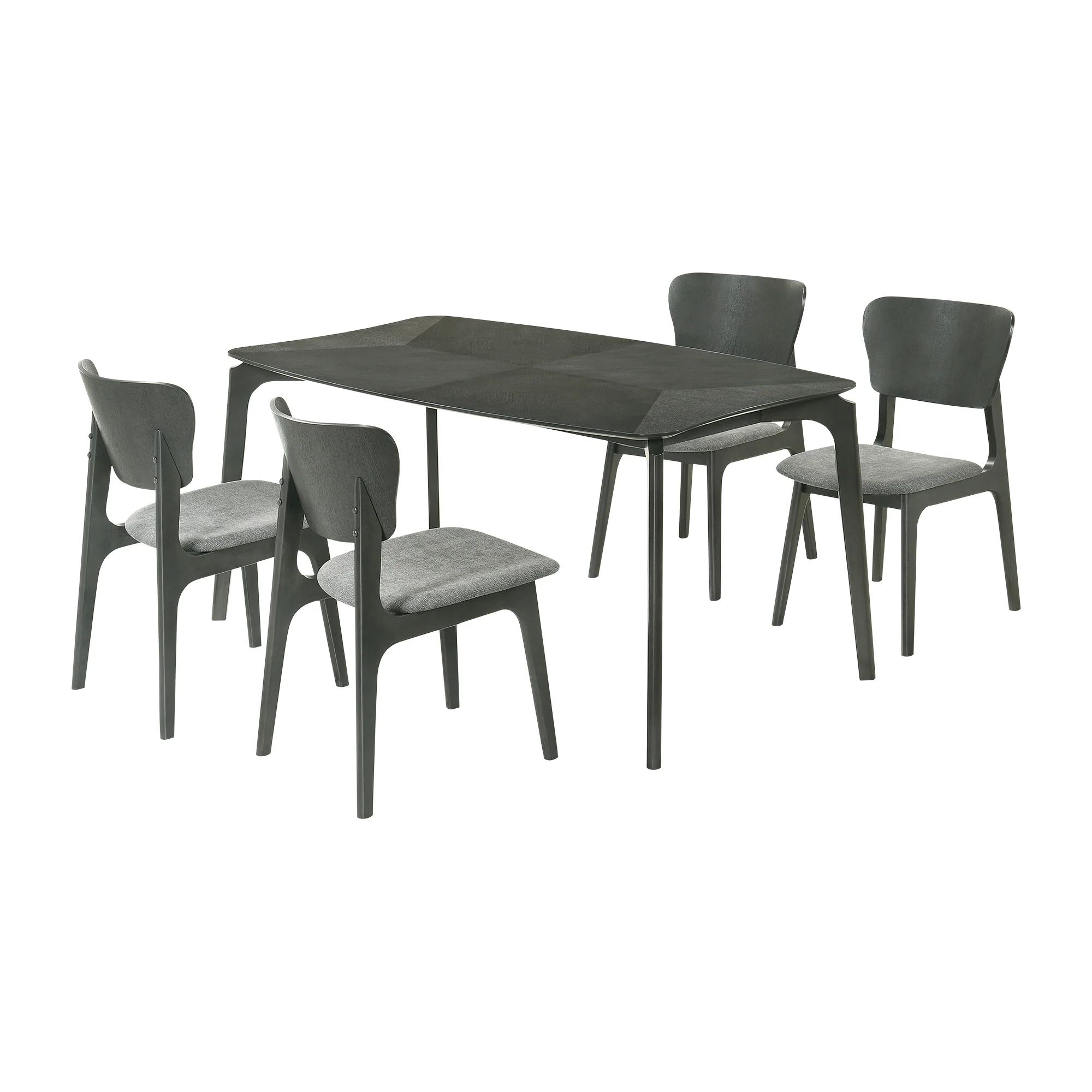 Kalia 5 Piece Wood Dining Set in Gray Finish with Gray Fabric By Armen Living - Image 2