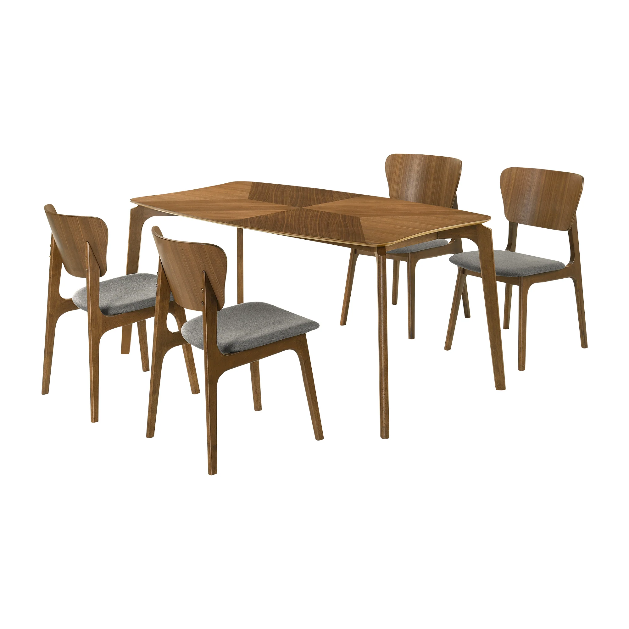 Kalia 5 Piece Wood Dining Set in Walnut Finish with Blue Fabric By Armen Living - Image 13