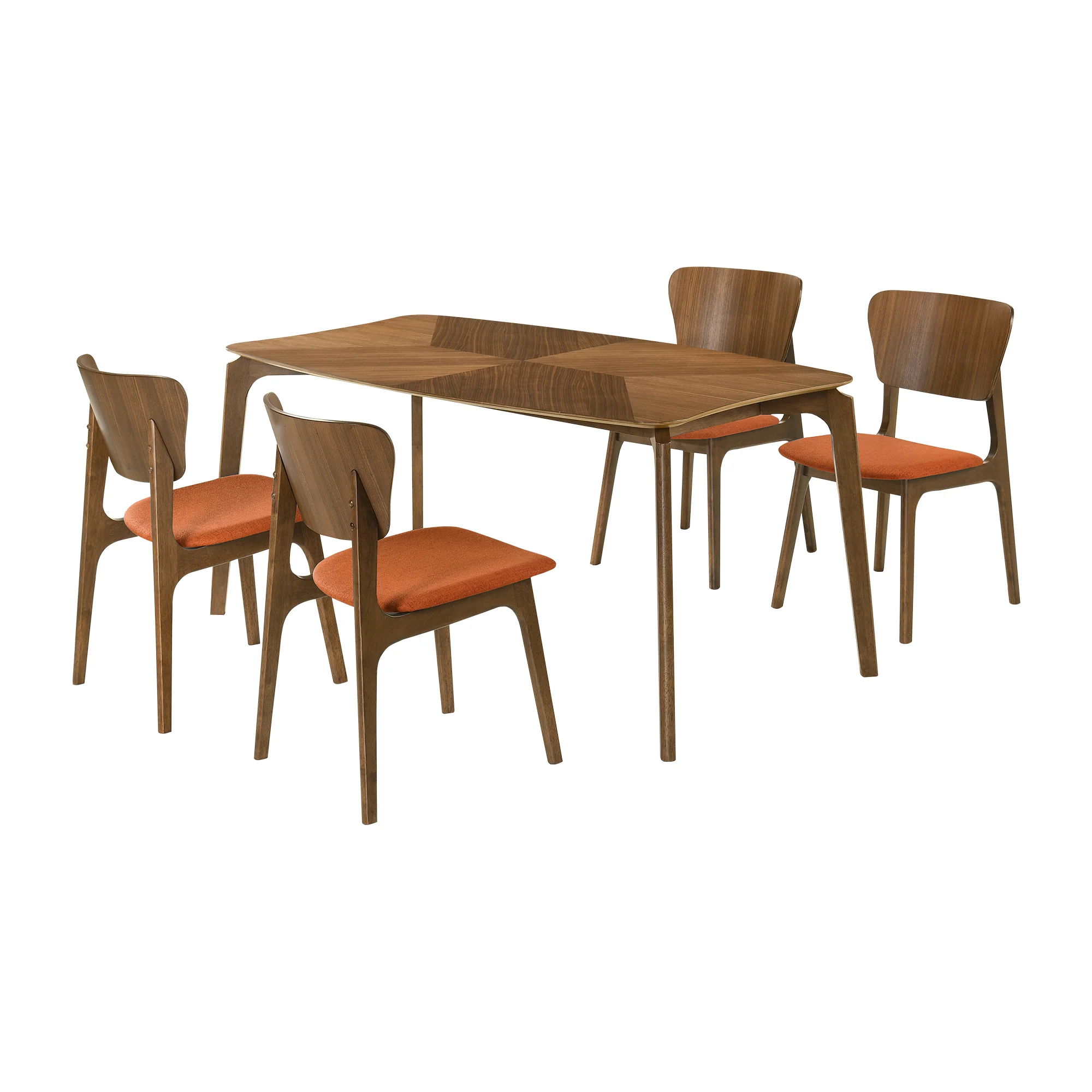 Kalia 5 Piece Wood Dining Set in Walnut Finish with Blue Fabric By Armen Living - Image 24