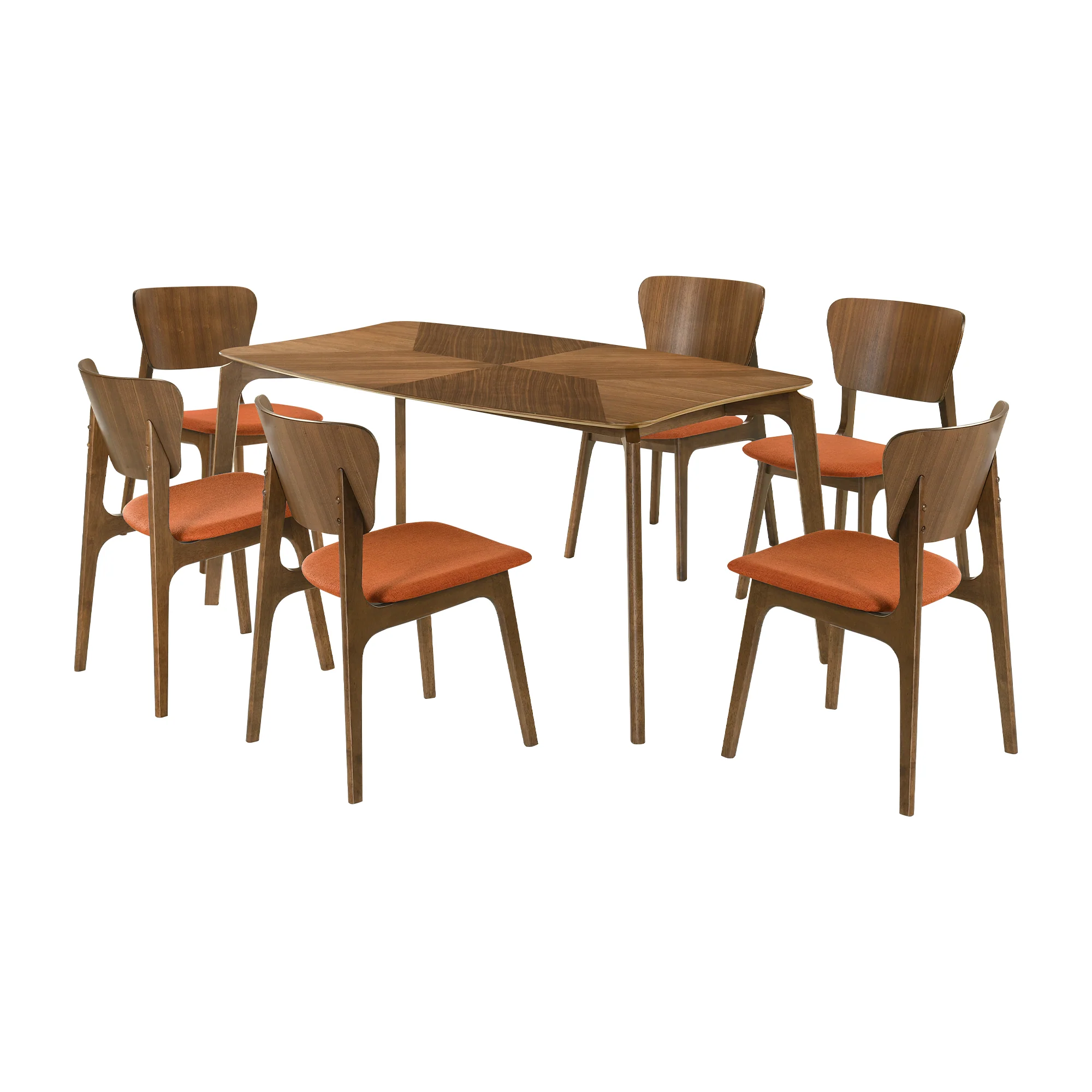 Kalia 7 Piece Wood Dining Set in Walnut Finish with Blue Fabric By Armen Living - Image 24