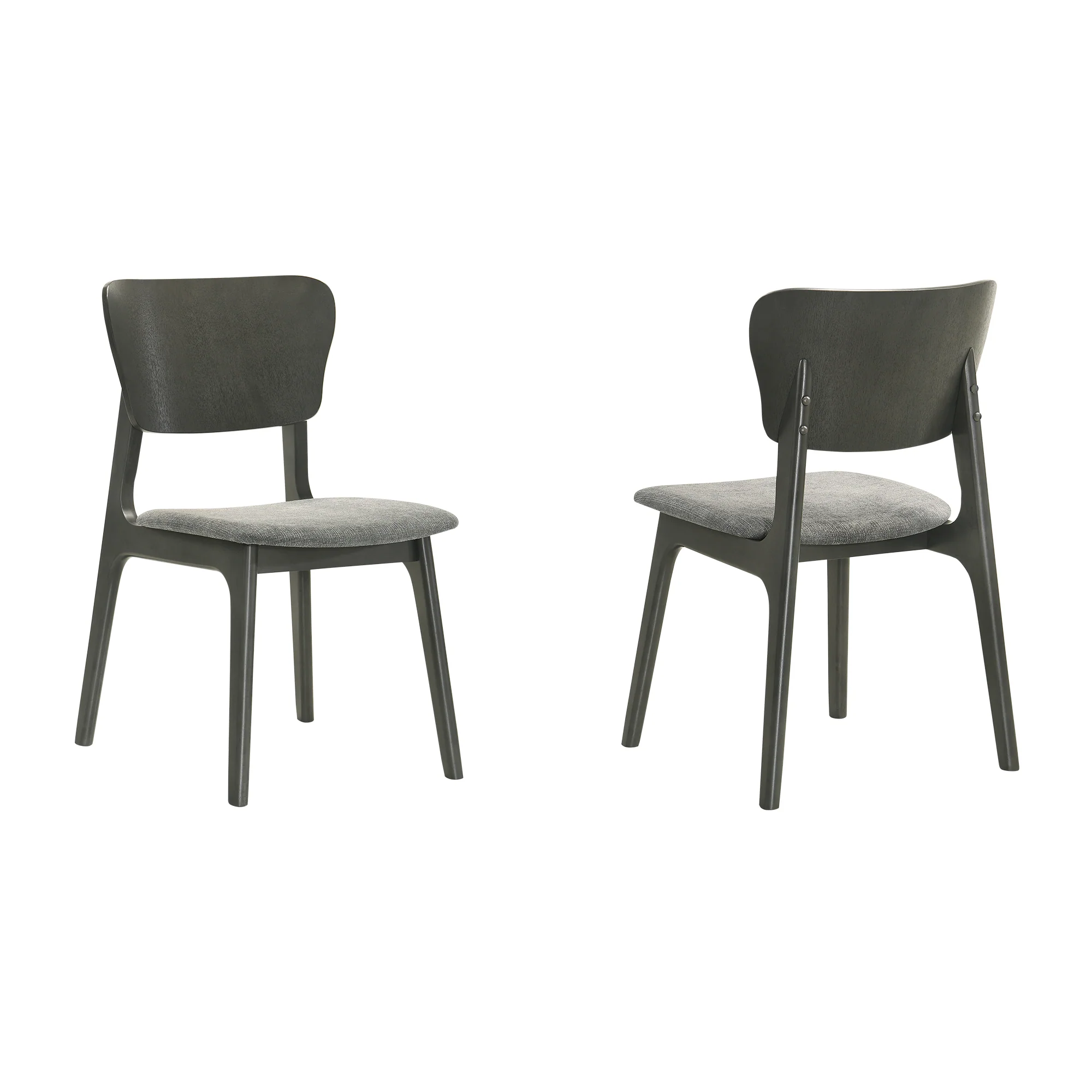 Kalia Wood Dining Chair in Gray Finish with Gray Fabric - Set of 2 By Armen Living - Image 3