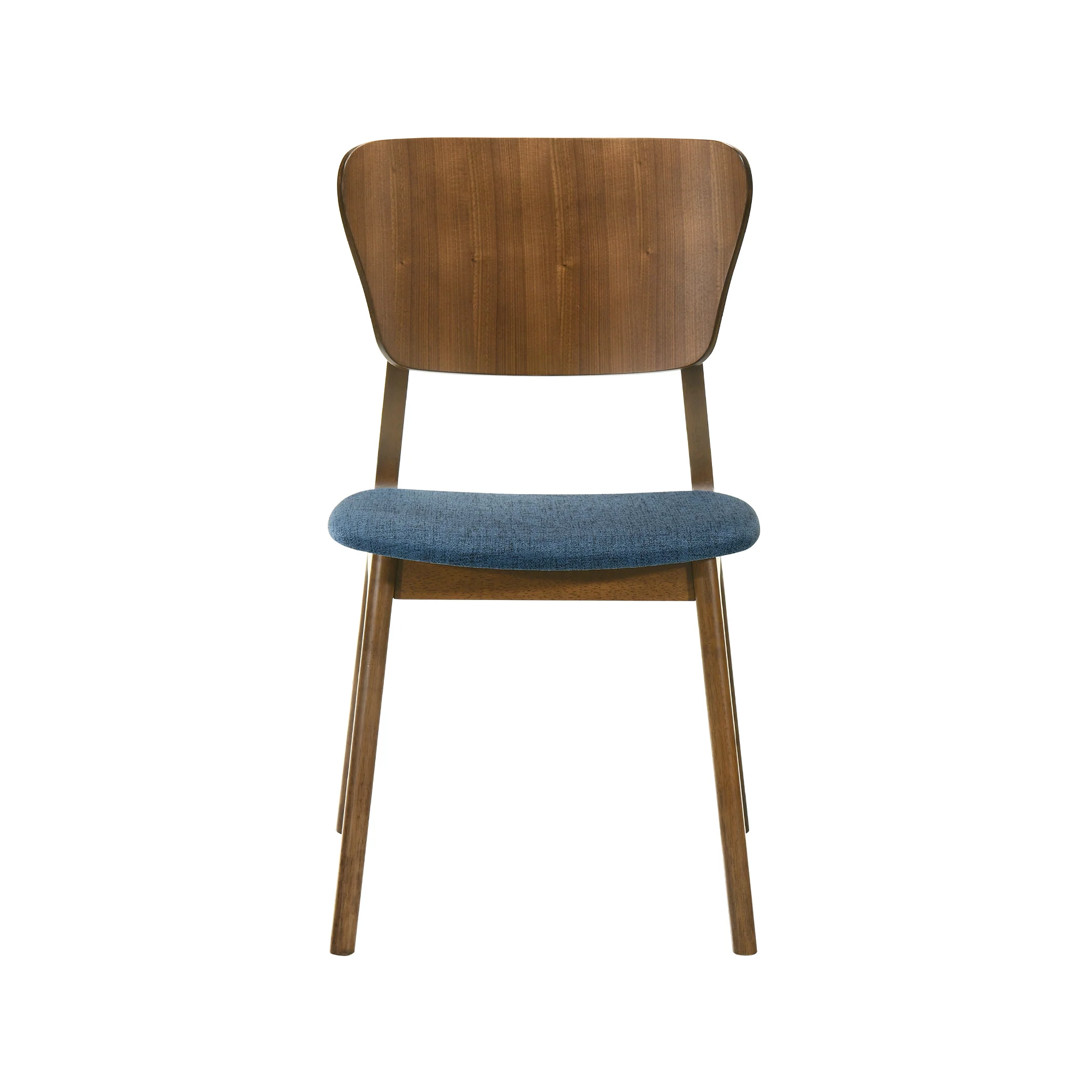 Kalia Wood Dining Chair in Walnut Finish with Blue Fabric - Set of 2 By Armen Living - Image 5