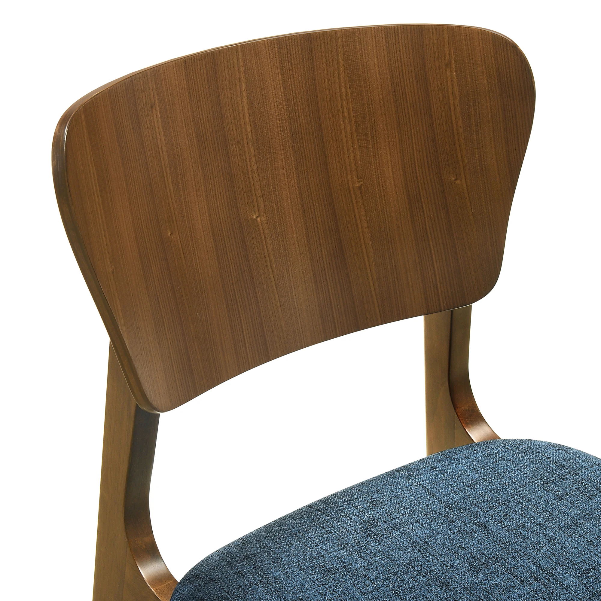 Kalia Wood Dining Chair in Walnut Finish with Blue Fabric - Set of 2 By Armen Living - Image 6