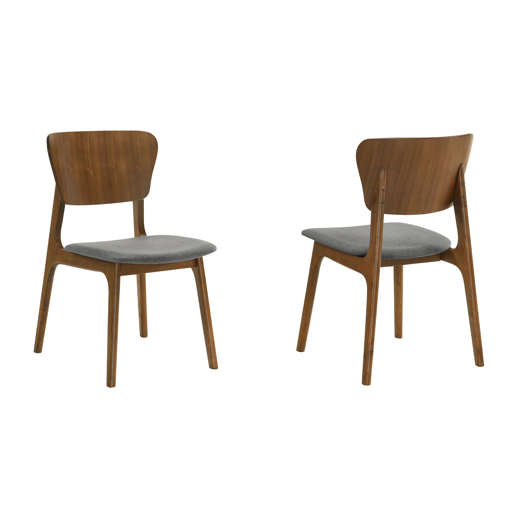 Kalia Wood Dining Chair in Walnut Finish with Charcoal Fabric - Set of 2 By Armen Living - Image 3