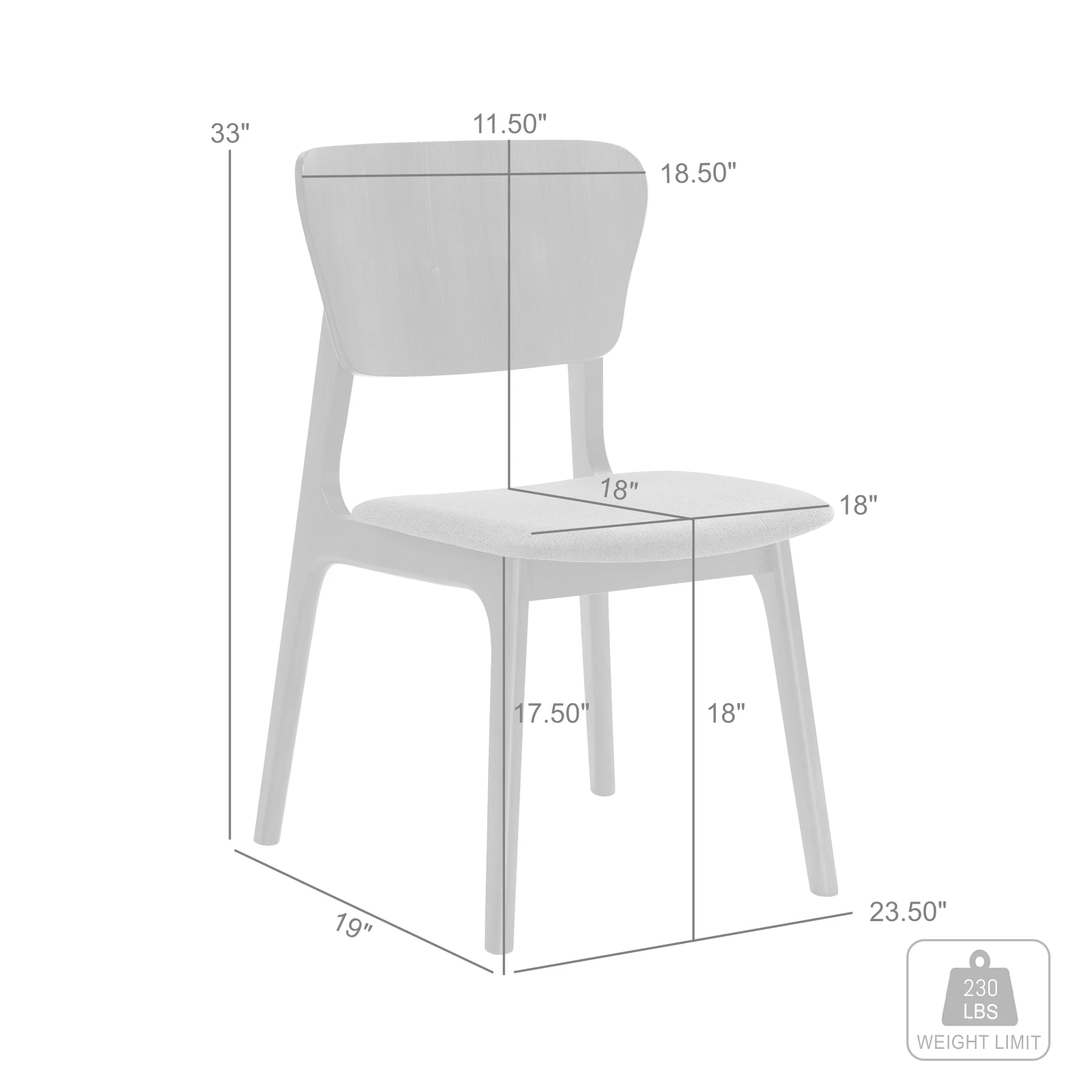 Kalia Wood Dining Chair in Walnut Finish with Charcoal Fabric - Set of 2 By Armen Living - Image 8