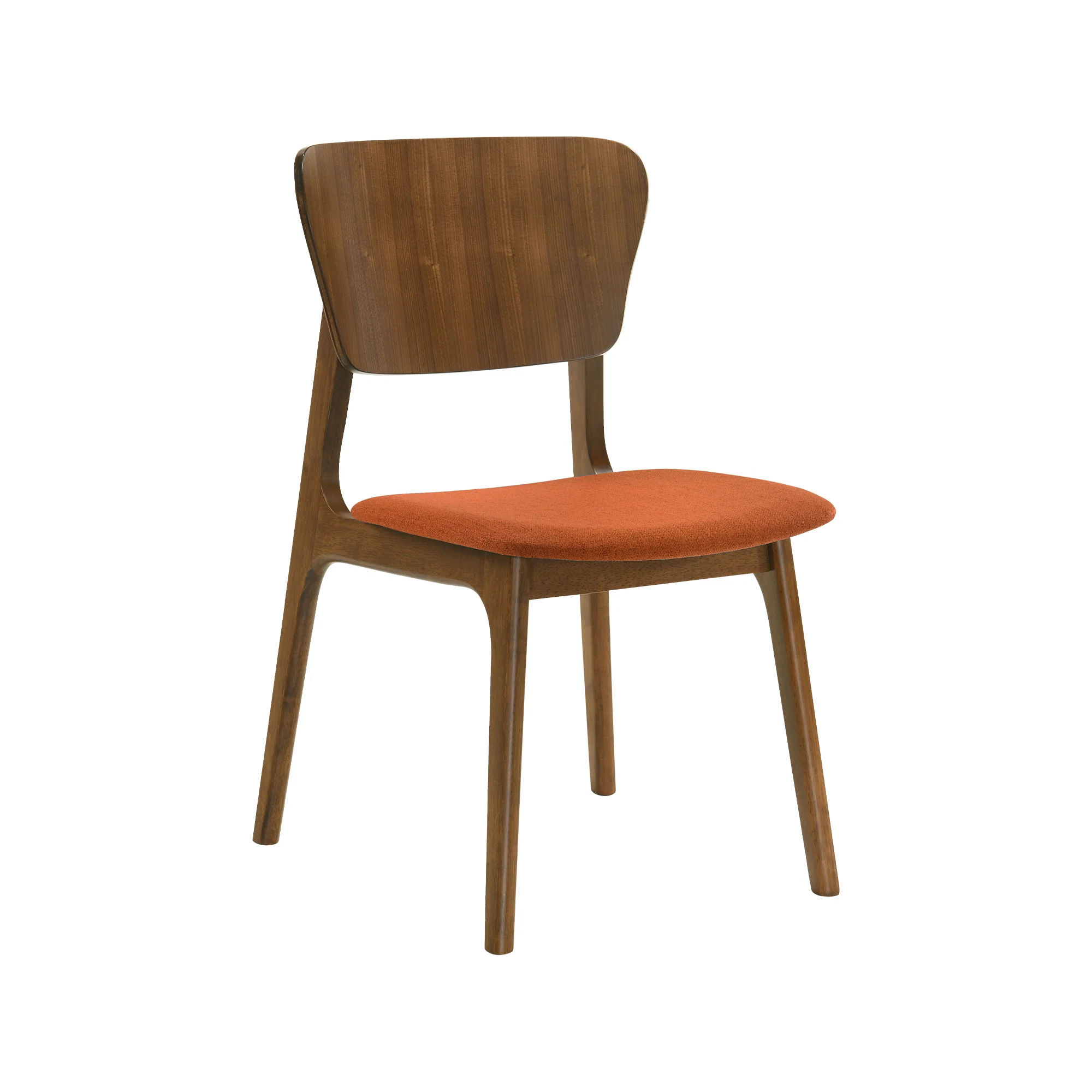 Kalia Wood Dining Chair in Walnut Finish with Orange Fabric - Set of 2 By Armen Living - Image 4