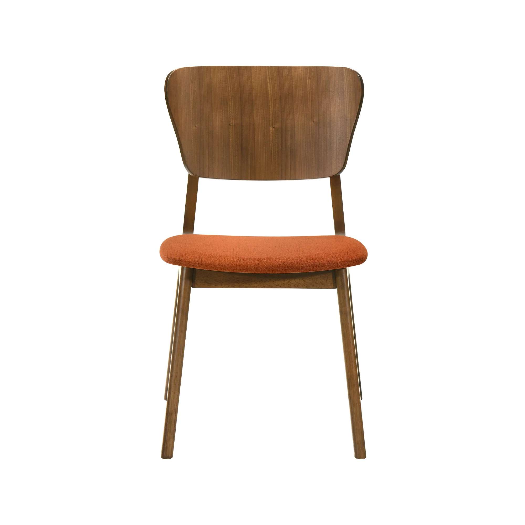 Kalia Wood Dining Chair in Walnut Finish with Orange Fabric - Set of 2 By Armen Living - Image 5