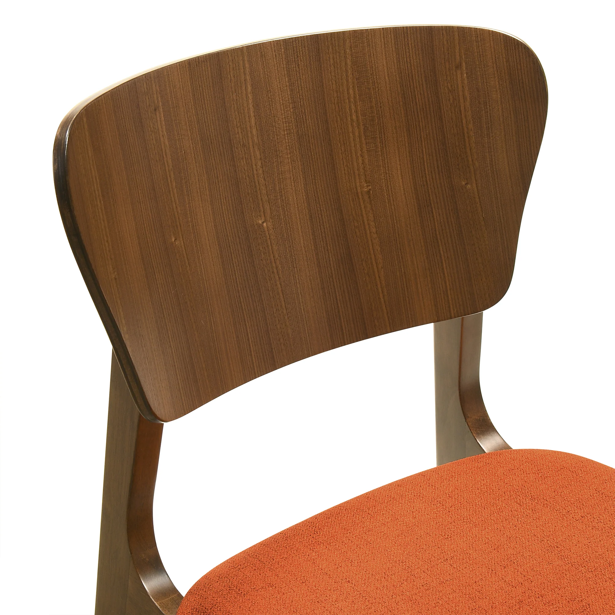 Kalia Wood Dining Chair in Walnut Finish with Orange Fabric - Set of 2 By Armen Living - Image 7