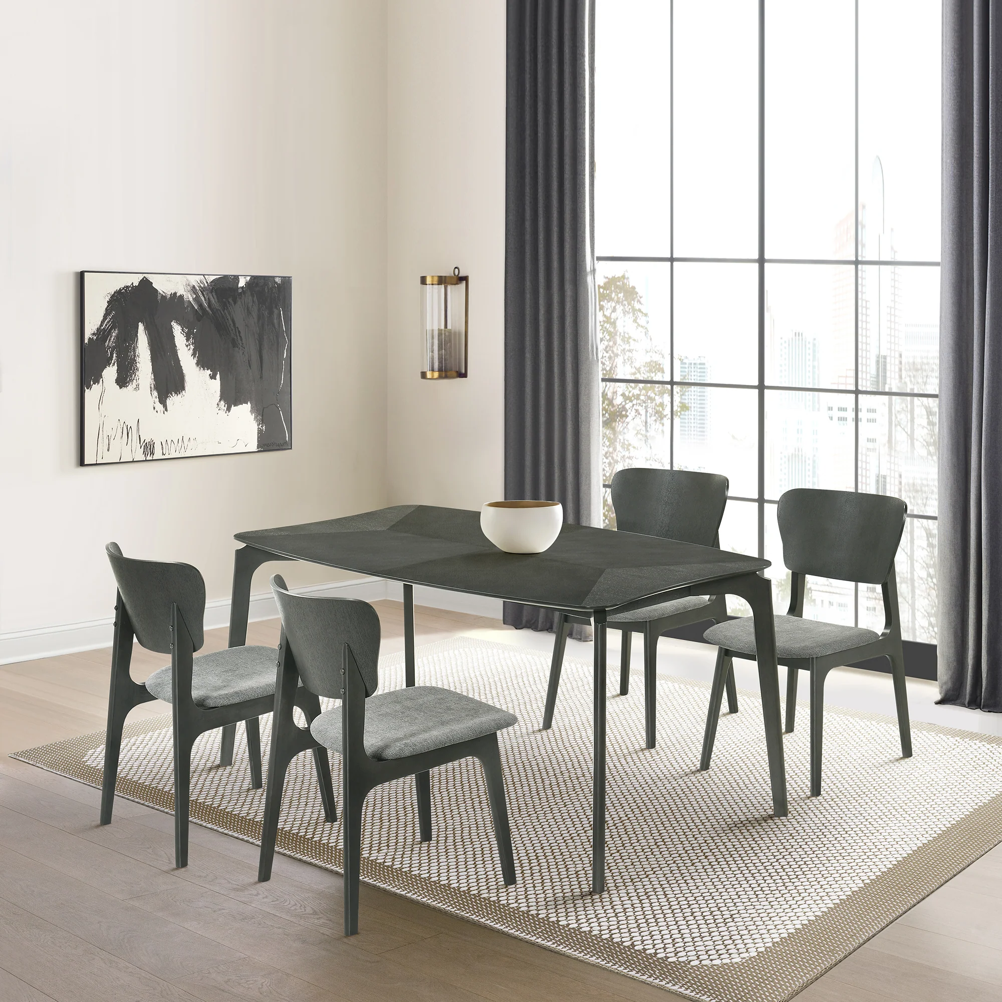 Kalia Wood Dining Table in Gray Finish By Armen Living - Image 2