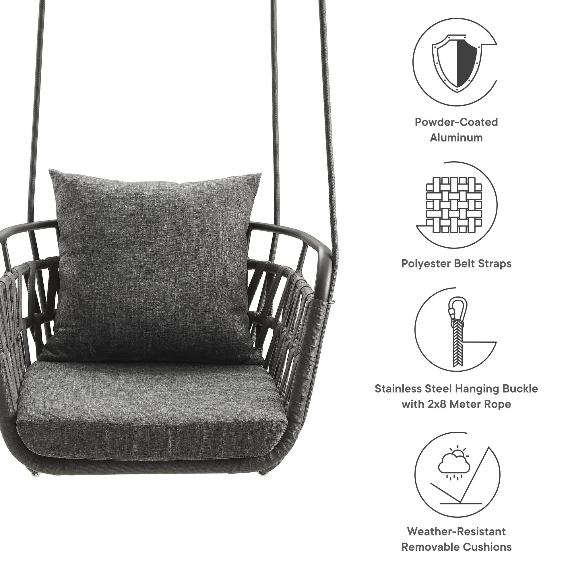 Kaliah Outdoor Patio Aluminum Swing Chair by Modway - Image 10
