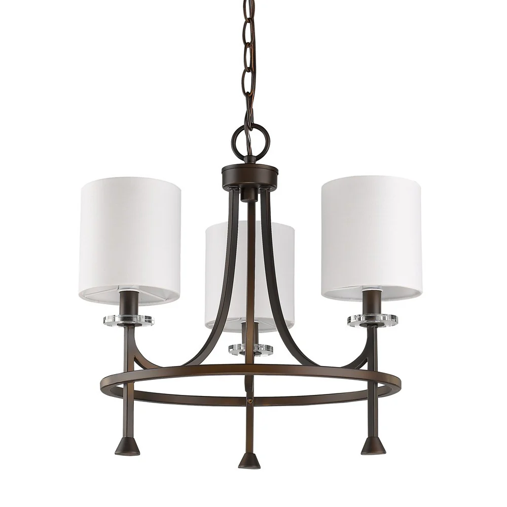 Kara 3-Light Oil-Rubbed Bronze Chandelier With Fabric Shades And Crystal Bobeches By Homeroots - Image 2