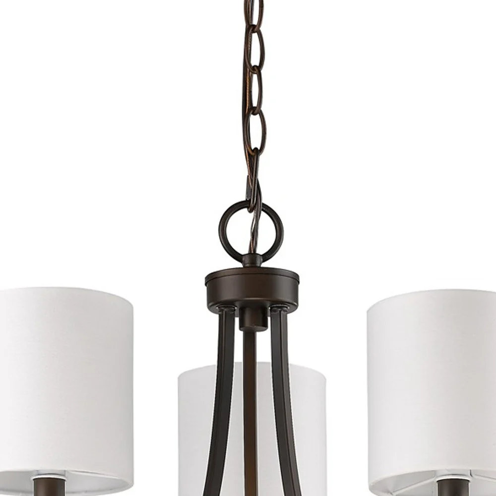 Kara 3-Light Oil-Rubbed Bronze Chandelier With Fabric Shades And Crystal Bobeches By Homeroots - Image 3