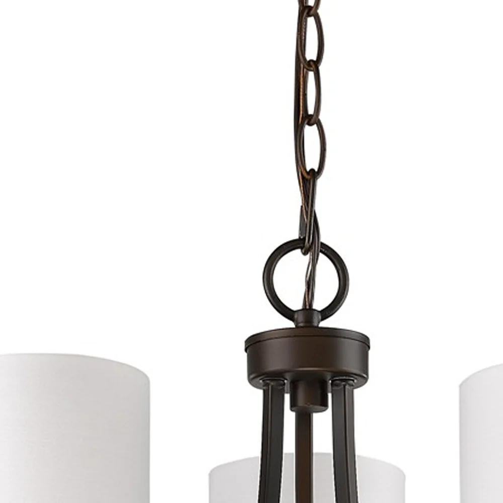 Kara 3-Light Oil-Rubbed Bronze Chandelier With Fabric Shades And Crystal Bobeches By Homeroots - Image 4