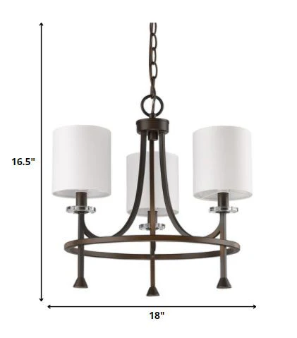 Kara 3-Light Oil-Rubbed Bronze Chandelier With Fabric Shades And Crystal Bobeches By Homeroots - Image 5