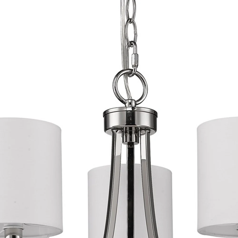 Kara 3-Light Polished Nickel Chandelier With Fabric Shades And Crystal Bobeches By Homeroots - Image 4