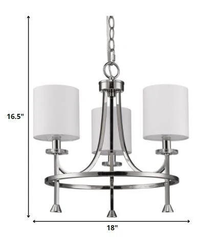 Kara 3-Light Polished Nickel Chandelier With Fabric Shades And Crystal Bobeches By Homeroots - Image 5