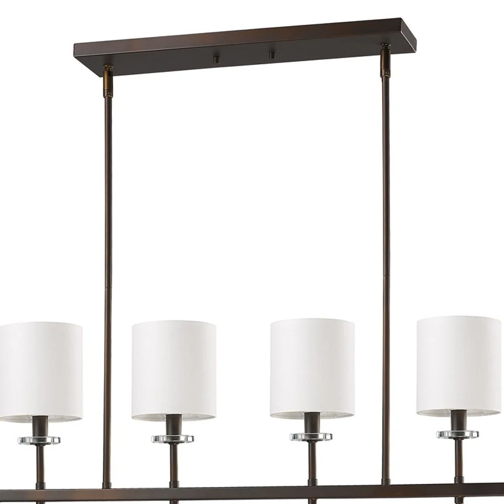 Kara 4-Light Oil-Rubbed Bronze Island Pendant With Fabric Shades And Crystal Bobeches By Homeroots - Image 3