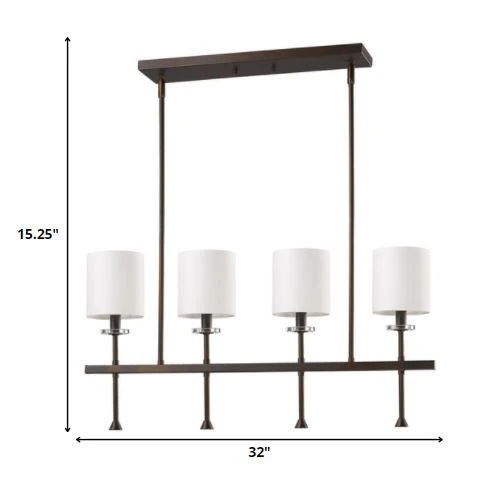 Kara 4-Light Oil-Rubbed Bronze Island Pendant With Fabric Shades And Crystal Bobeches By Homeroots - Image 5