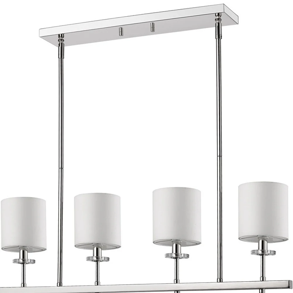 Kara 4-Light Polished Nickel Island Pendant With Fabric Shades And Crystal Bobeches By Homeroots - Image 3
