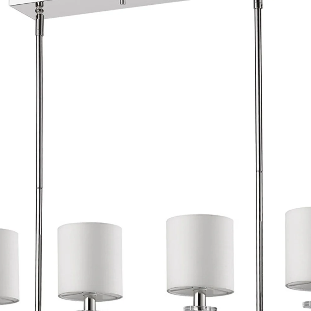 Kara 4-Light Polished Nickel Island Pendant With Fabric Shades And Crystal Bobeches By Homeroots - Image 4