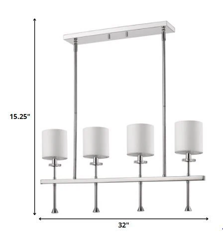 Kara 4-Light Polished Nickel Island Pendant With Fabric Shades And Crystal Bobeches By Homeroots - Image 5