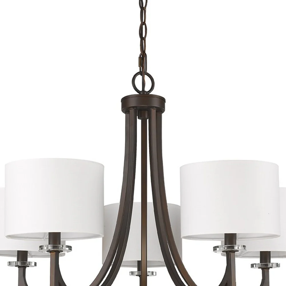 Kara 5-Light Oil-Rubbed Bronze Chandelier With Fabric Shades And Crystal Bobeches By Homeroots - Image 2