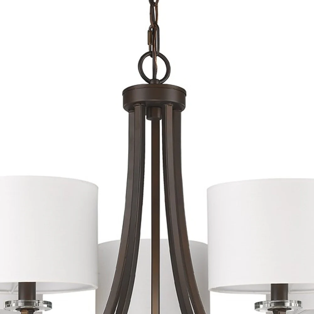 Kara 5-Light Oil-Rubbed Bronze Chandelier With Fabric Shades And Crystal Bobeches By Homeroots - Image 3