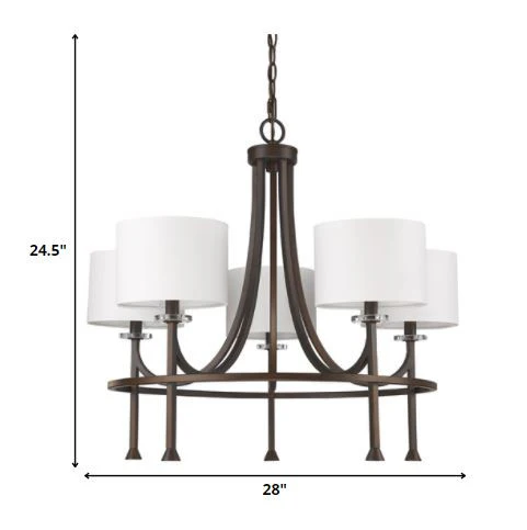 Kara 5-Light Oil-Rubbed Bronze Chandelier With Fabric Shades And Crystal Bobeches By Homeroots - Image 4