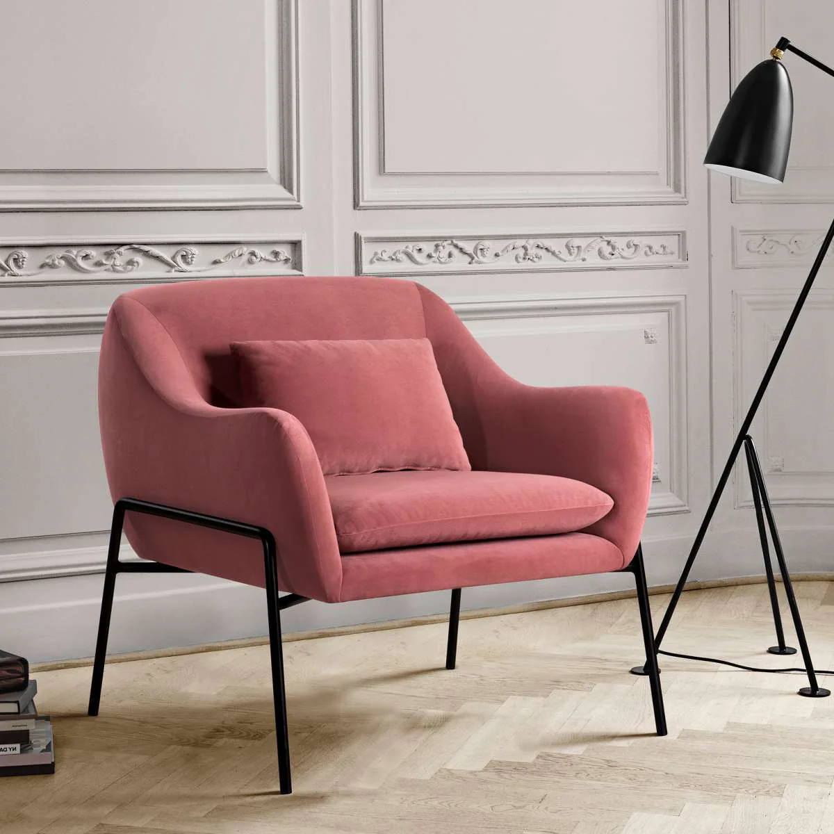 Karen Blue Velvet Modern Accent Chair By Armen Living - Image 15