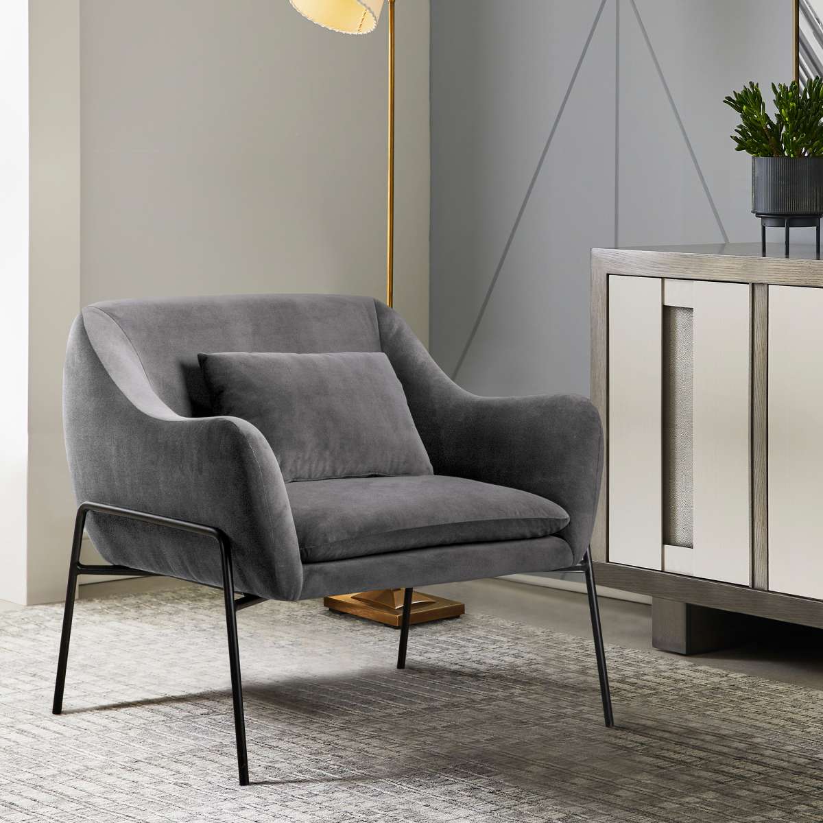 Karen Blue Velvet Modern Accent Chair By Armen Living - Image 8
