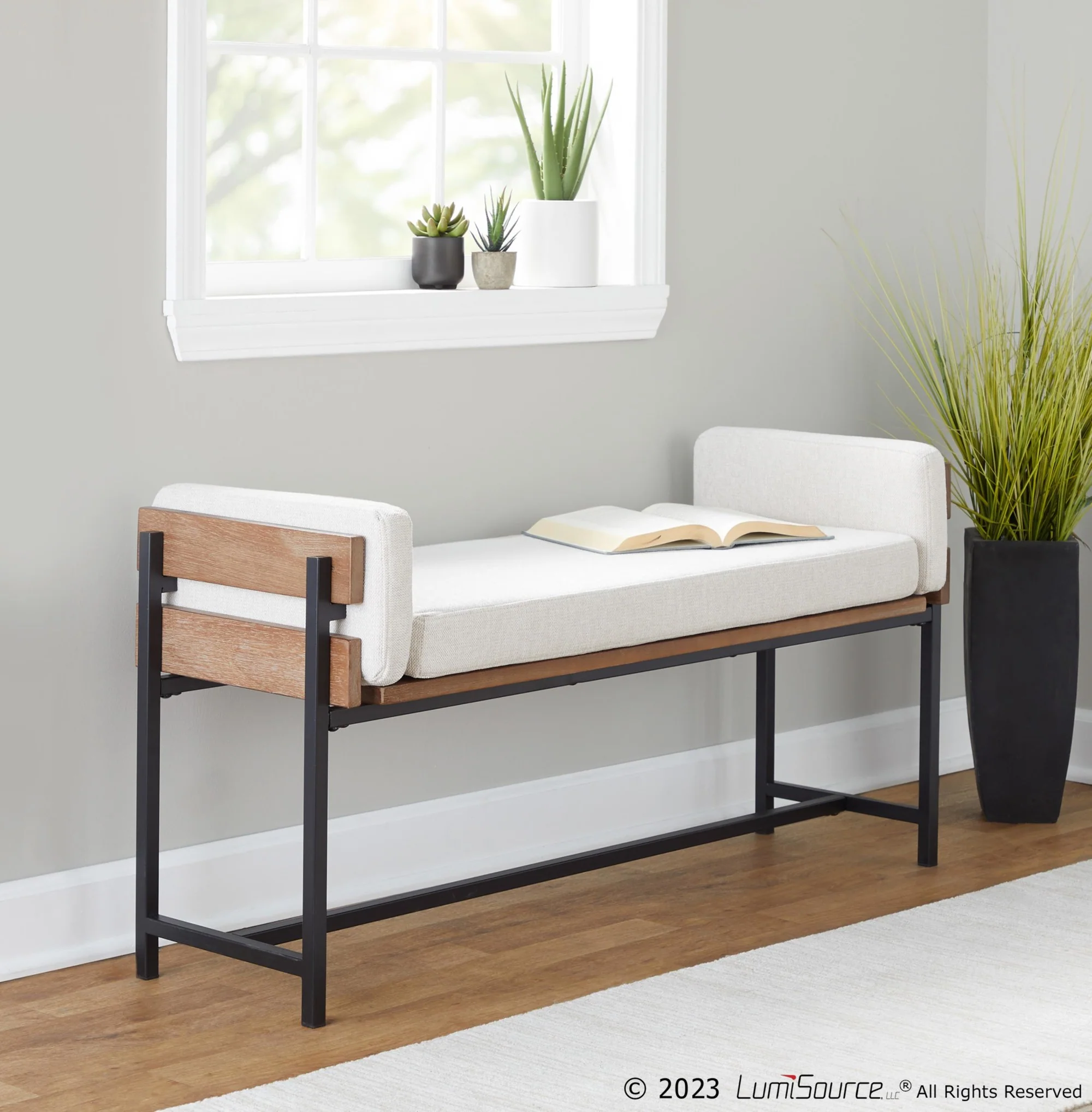 Kari Bench By LumiSource - BC18-KARI2 BKBNCR1 - Image 2