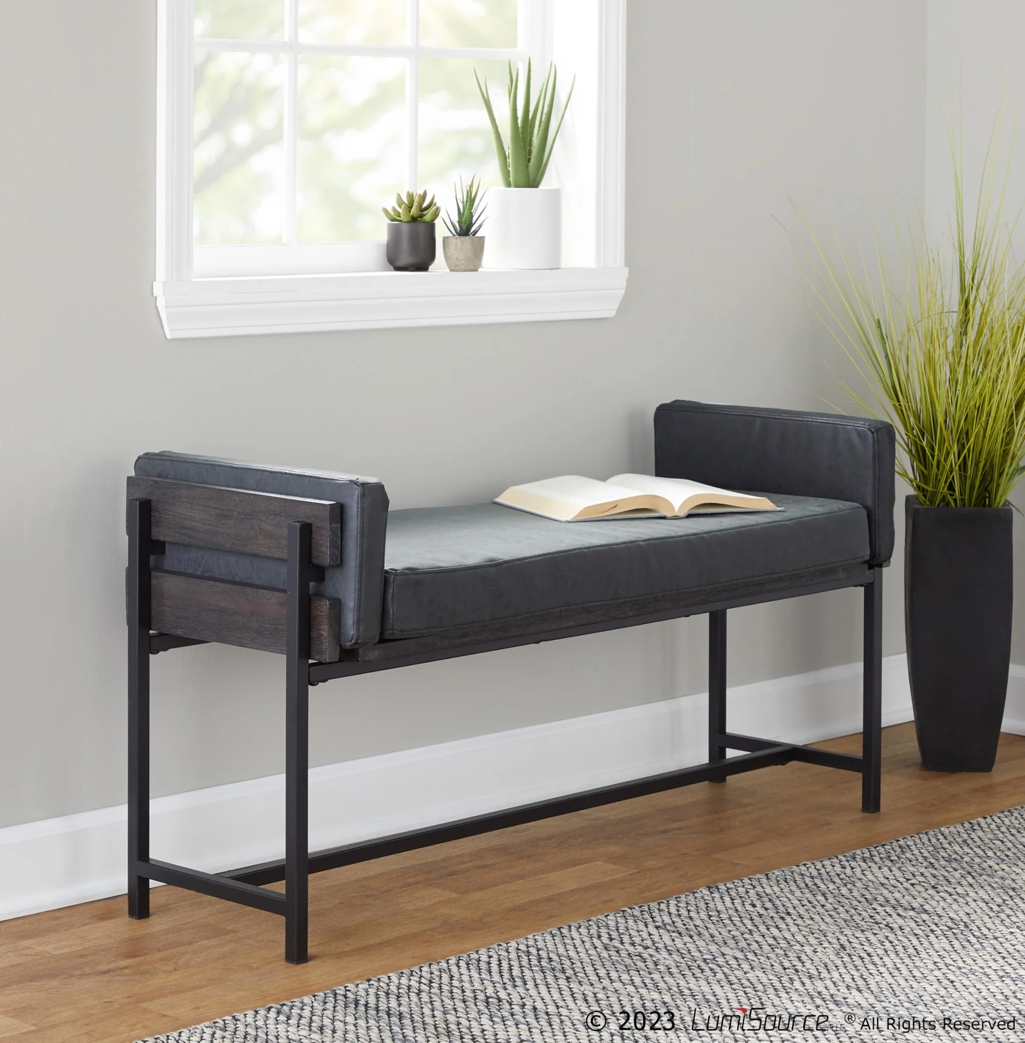 Kari Bench By LumiSource - BC18-KARIPU2 BKBNBK1 - Image 2