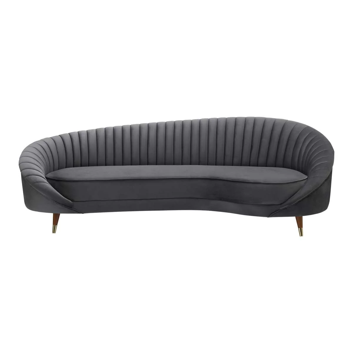 Karisma Dark Gray Curved Velvet Sofa By Armen Living - Image 2