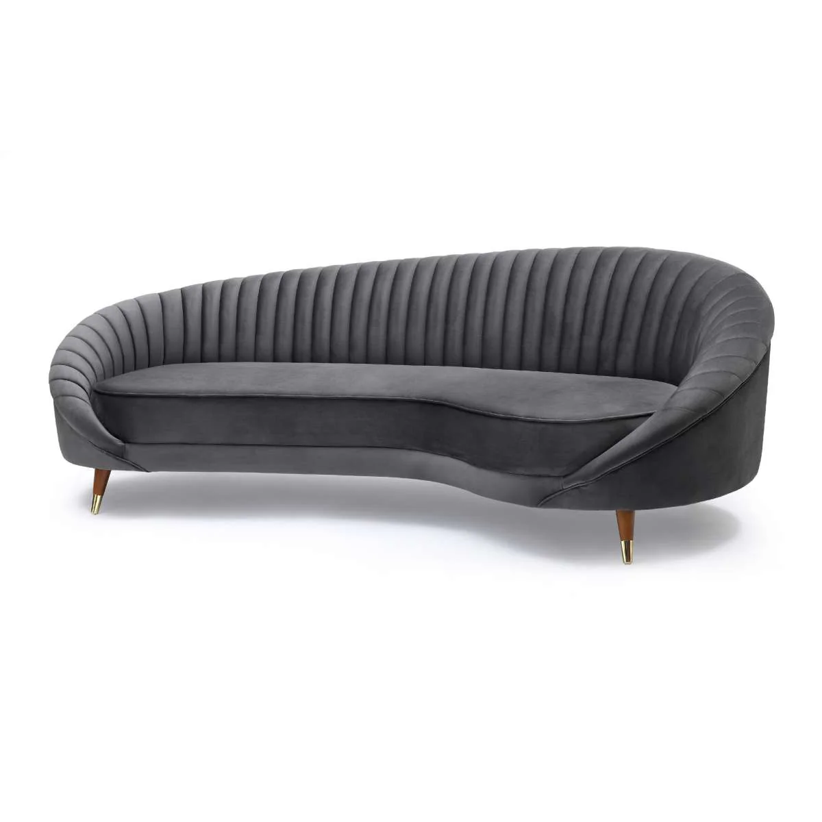 Karisma Dark Gray Curved Velvet Sofa By Armen Living - Image 3