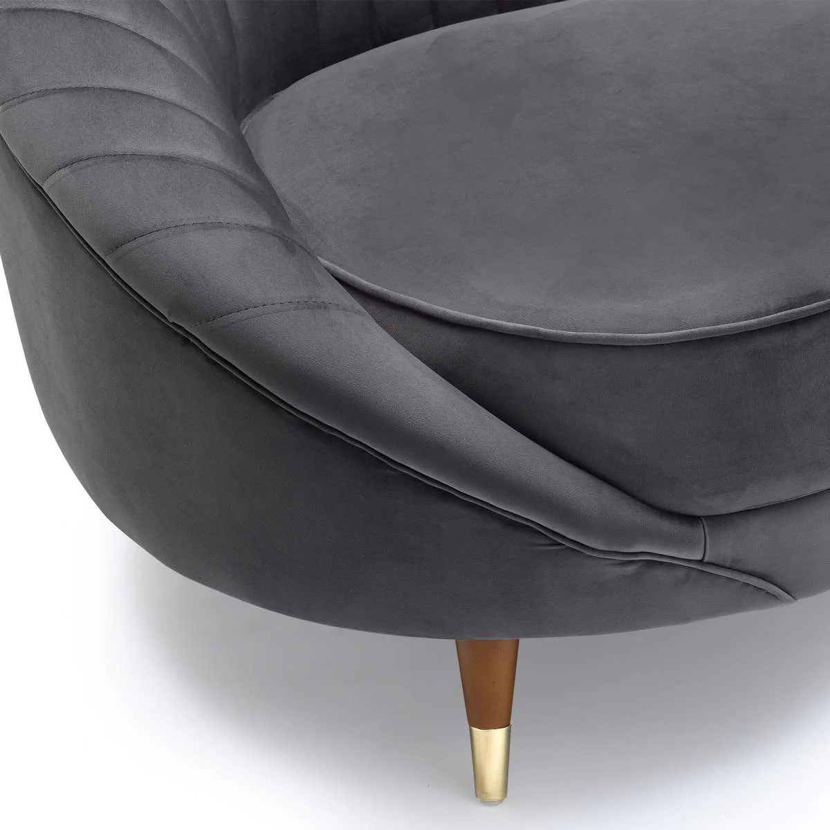 Karisma Dark Gray Curved Velvet Sofa By Armen Living - Image 4