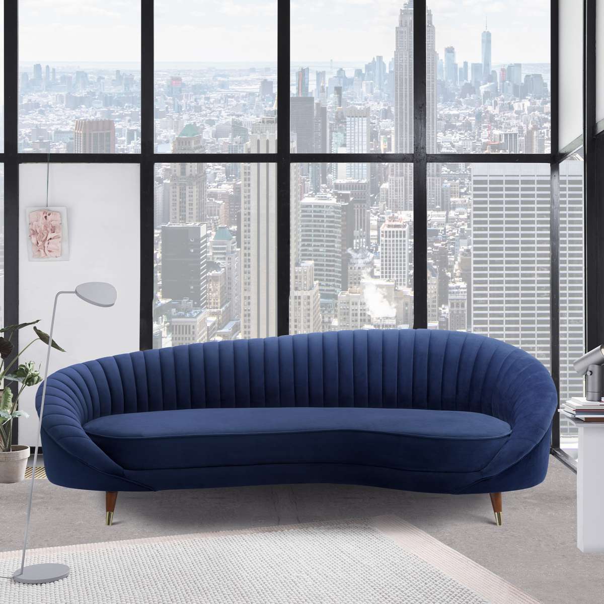 Karisma Dark Gray Curved Velvet Sofa By Armen Living - Image 5