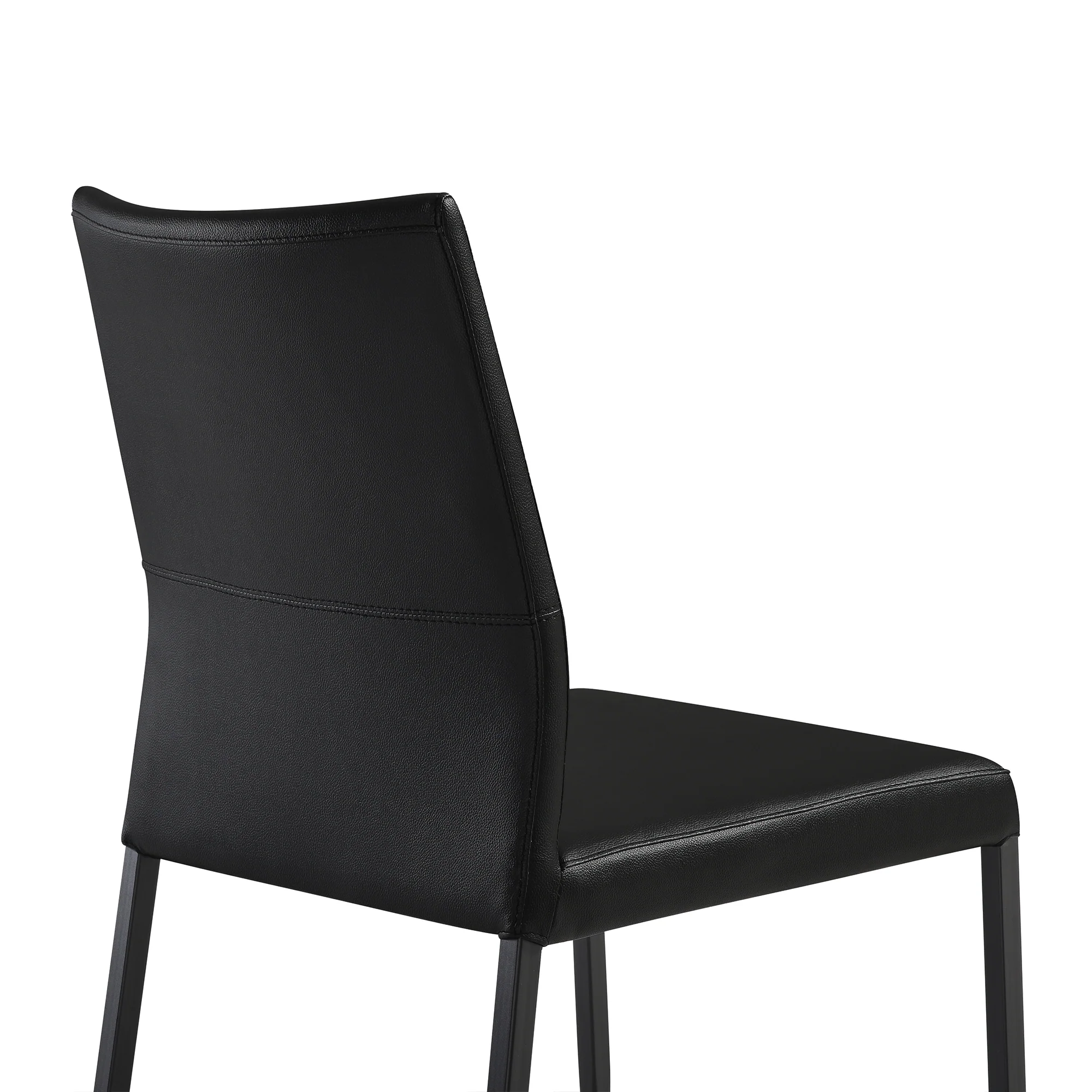 Kash Upholstered Dining Chair in Black Faux Leather with Black Metal Legs - Set of 2 By Armen Living - Image 11