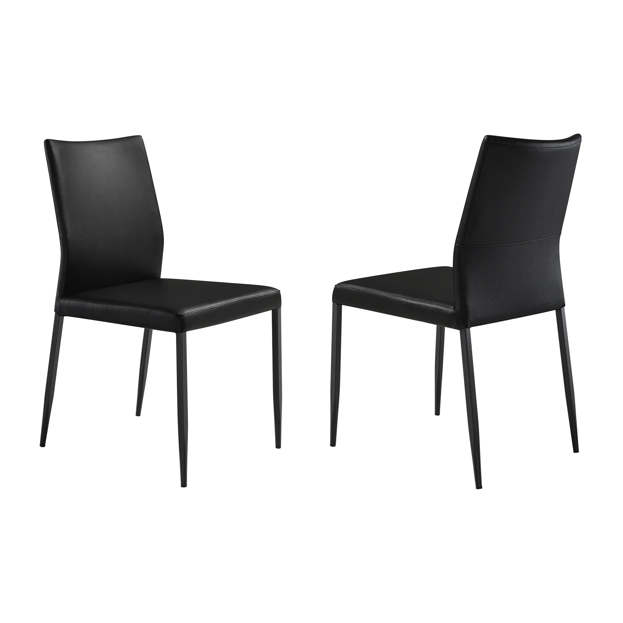 Kash Upholstered Dining Chair in Black Faux Leather with Black Metal Legs - Set of 2 By Armen Living - Image 3