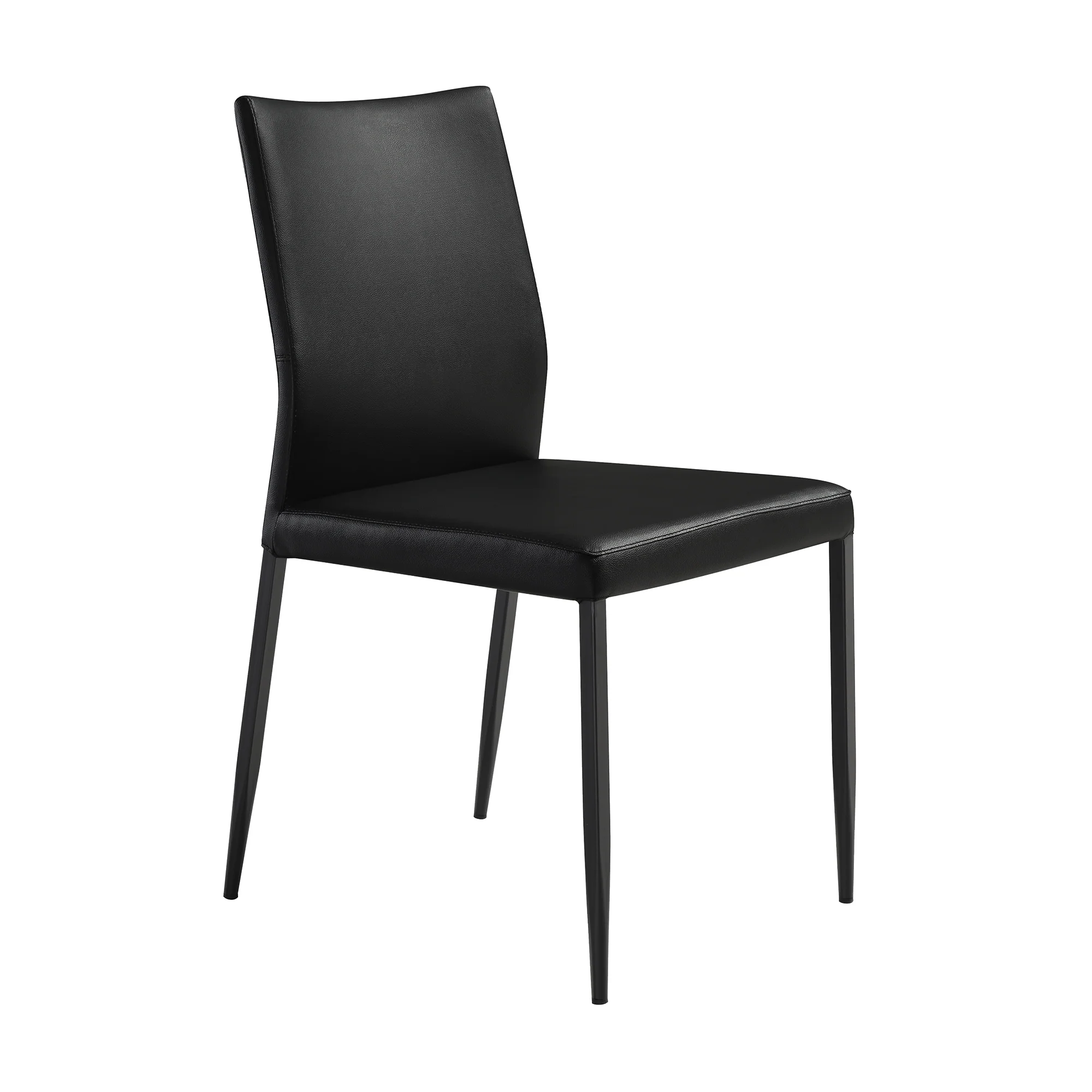 Kash Upholstered Dining Chair in Black Faux Leather with Black Metal Legs - Set of 2 By Armen Living - Image 4