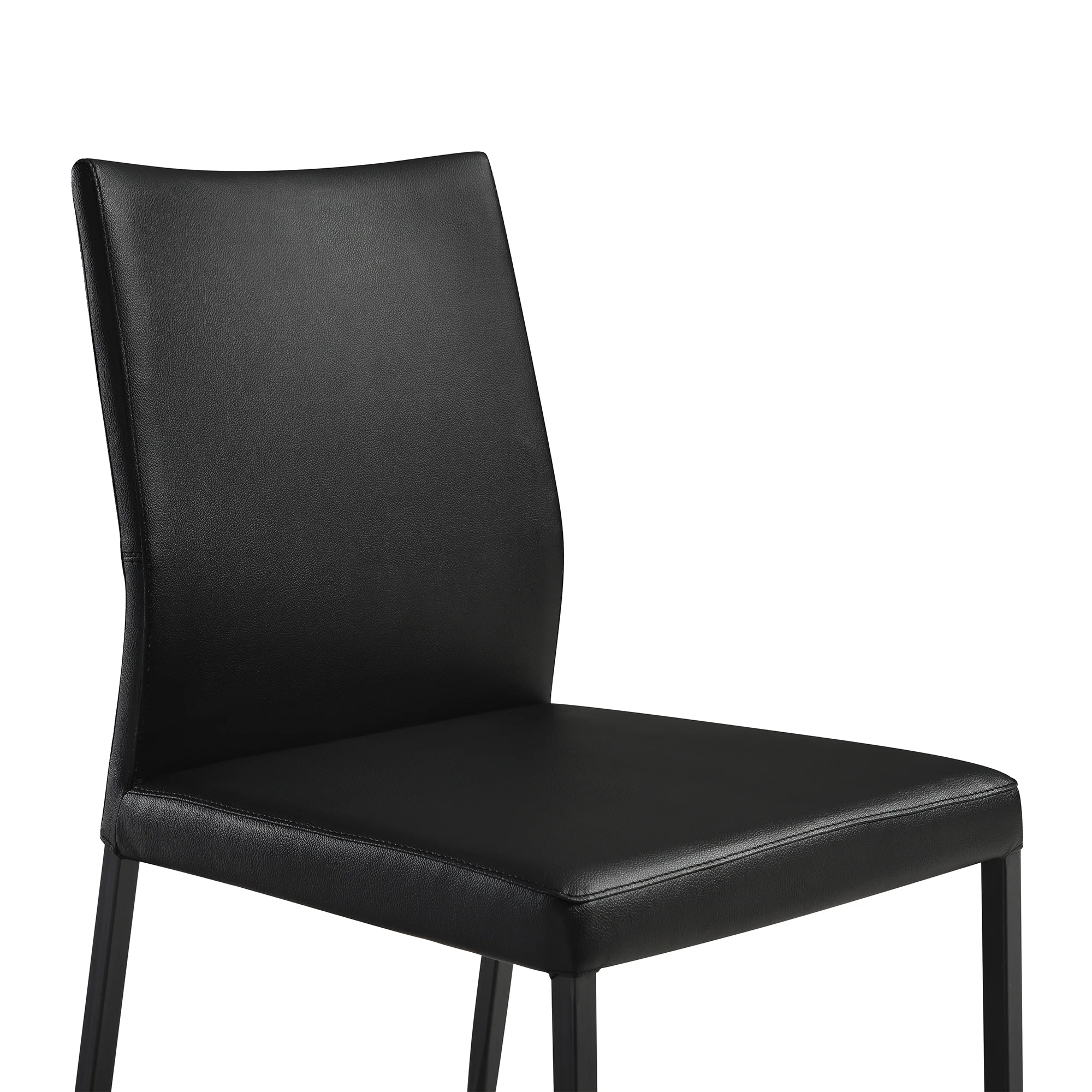 Kash Upholstered Dining Chair in Black Faux Leather with Black Metal Legs - Set of 2 By Armen Living - Image 7