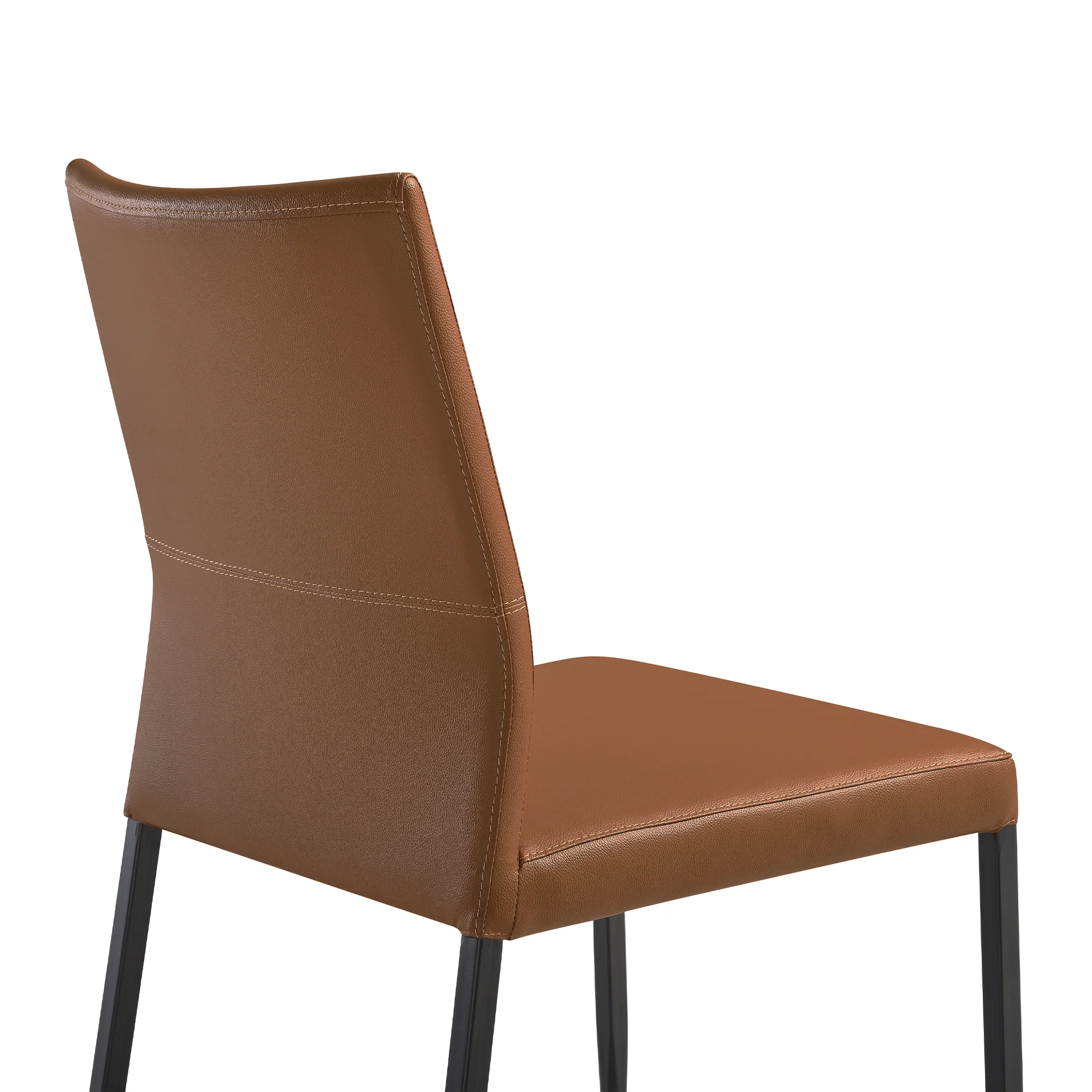 Kash Upholstered Dining Chair in Brown Faux Leather with Black Metal Legs - Set of 2 By Armen Living - Image 11