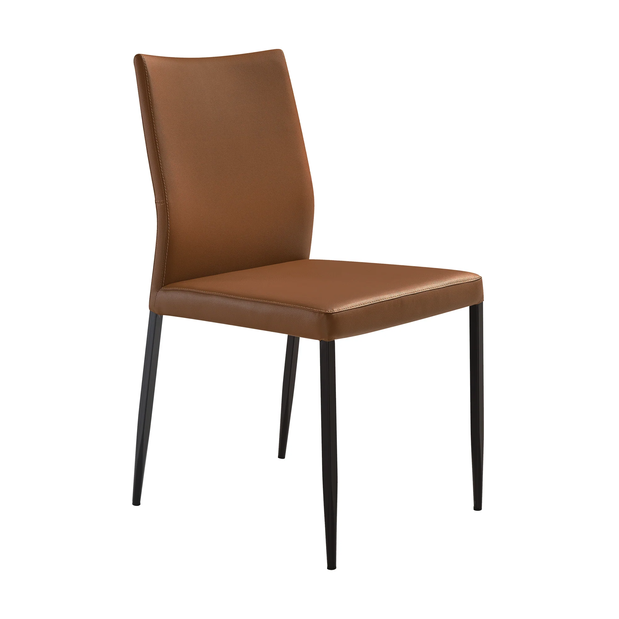 Kash Upholstered Dining Chair in Brown Faux Leather with Black Metal Legs - Set of 2 By Armen Living - Image 4