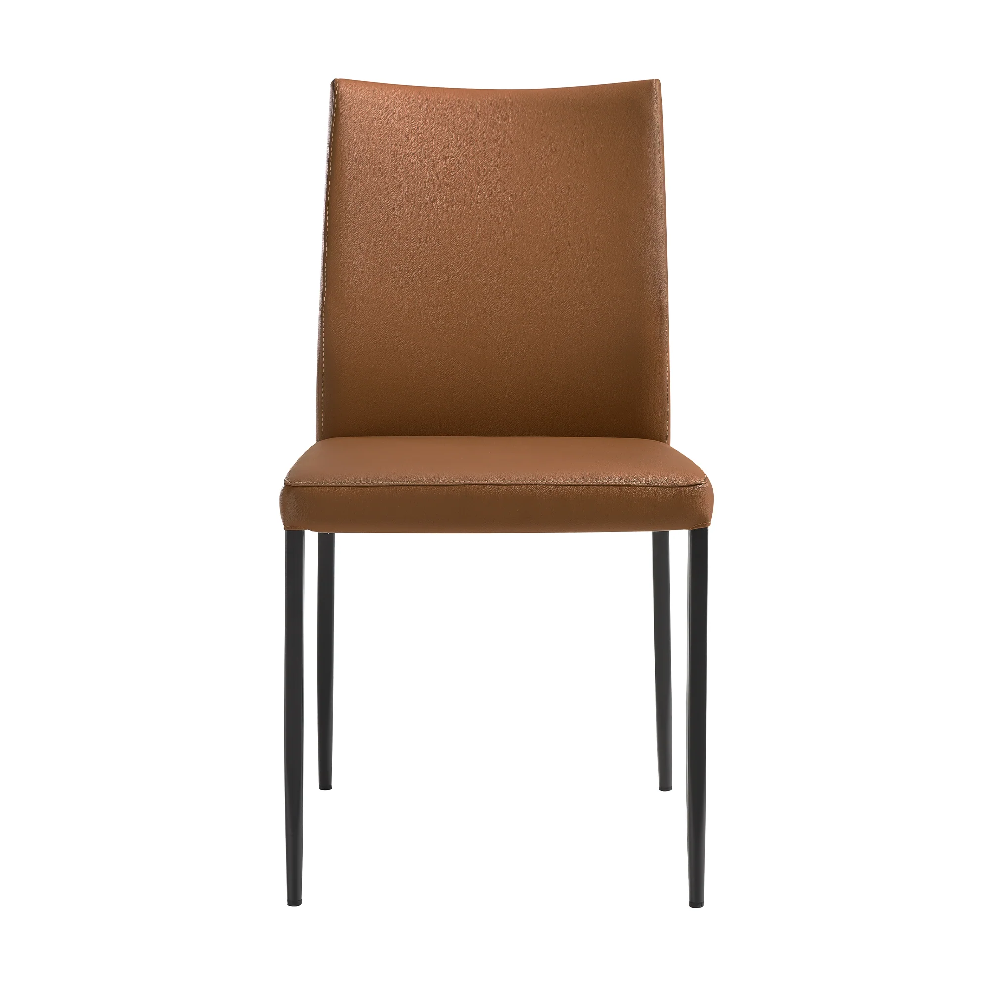 Kash Upholstered Dining Chair in Brown Faux Leather with Black Metal Legs - Set of 2 By Armen Living - Image 5