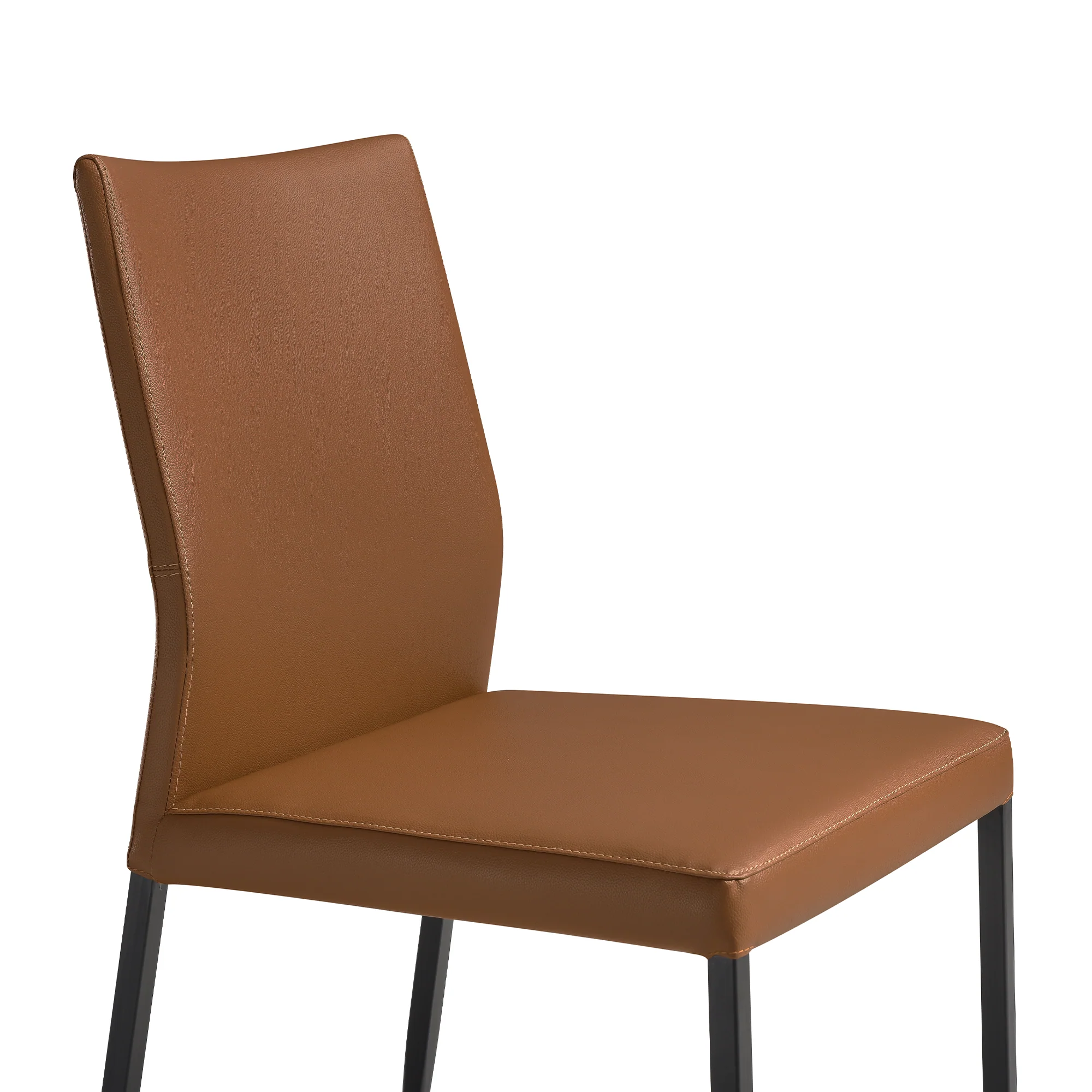 Kash Upholstered Dining Chair in Brown Faux Leather with Black Metal Legs - Set of 2 By Armen Living - Image 7